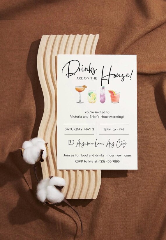 Housewarming Invitation - Drinks are on the House - Template