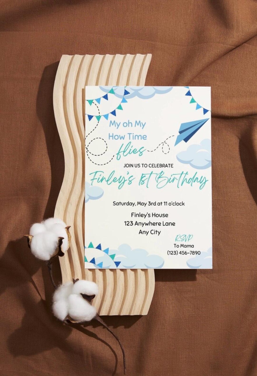 Time Flies Birthday Invitation - Template - Etsy
