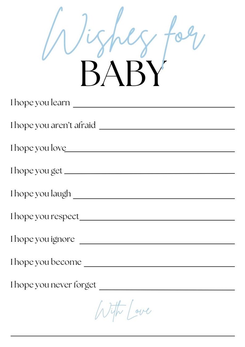 Wishes for Baby - Baby Shower Activity - Etsy