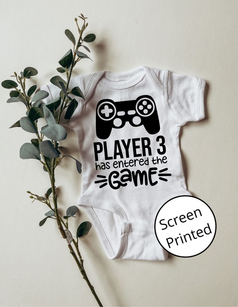 Player 3 Has Entered the Game Coming Soon Baby Onesie\u2122 Pregnancy Announcement Baby Announcement Pregnancy Reveal Video Game