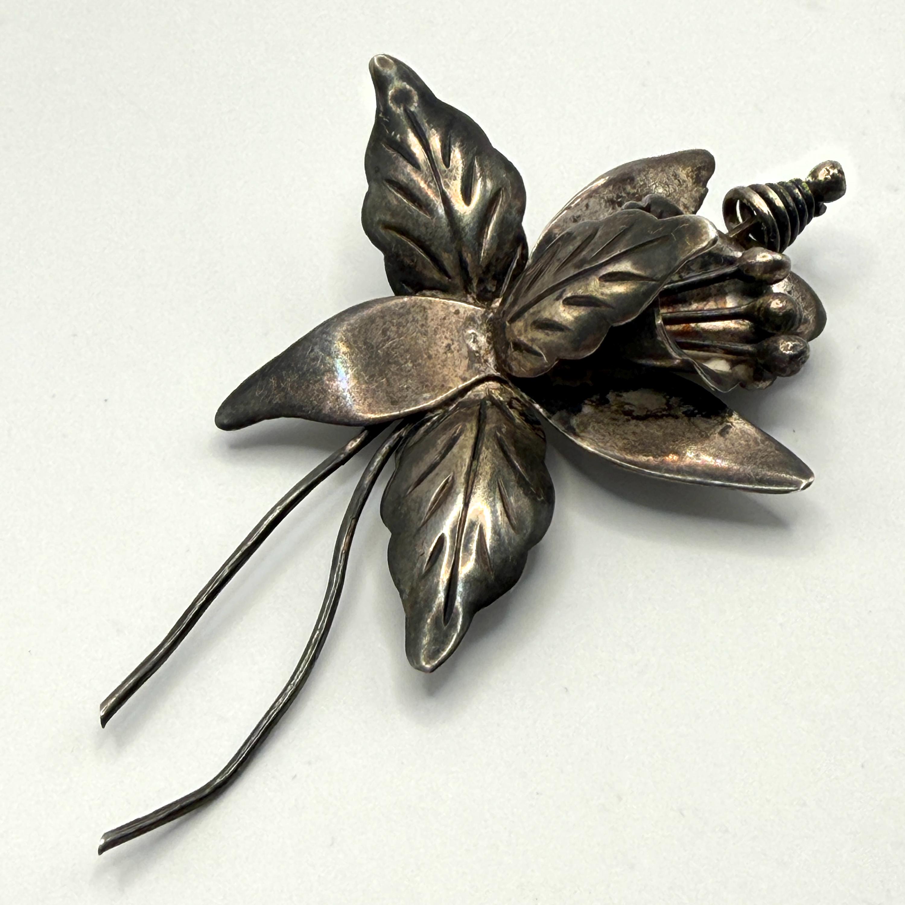 Mexican Silver Flower Brooch - Etsy