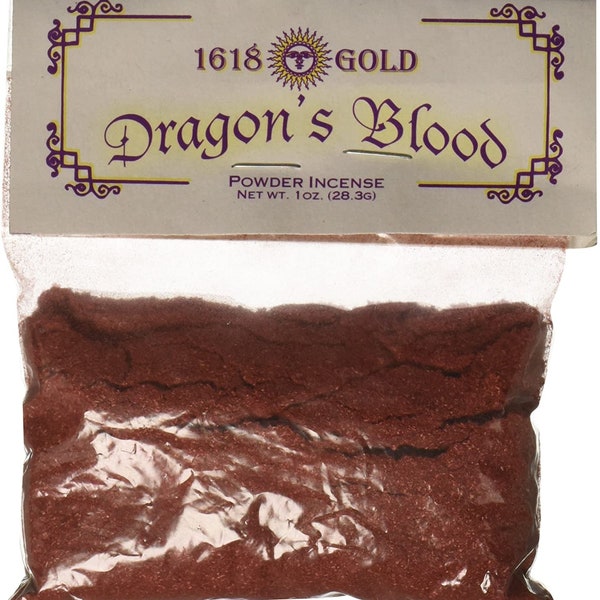 AzureGreen 1 X Dragons Blood Powder Incense 1618 Gold 1 ounce Self Lighting, Energize and Magnify Rituals and Magical Works