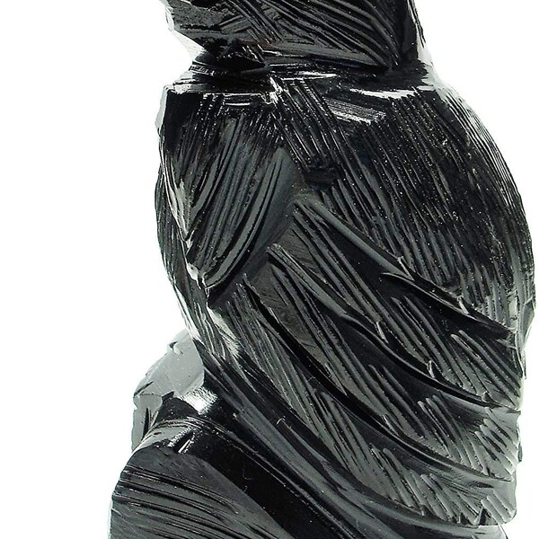 Black Onyx Raven 3-3.5", Hand Carved, Decorative Crystal, Peruvian Crow Figurine, Natural Mineral Sculpture Collectible Stone Bird Statuette