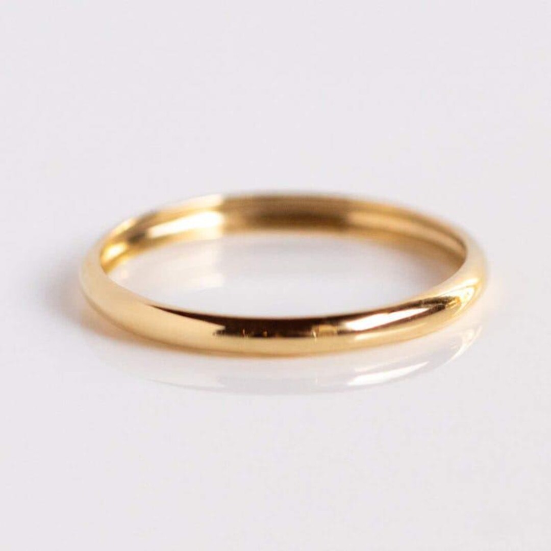 thumbnail image 2 of 18k Solid Yellow Gold Thin Wedding Band – 1mm Stackable Ring, Handmade In USA, Unbranded, Size Customizable? (Check Seller) 2 of 2