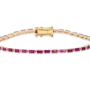 18k Ruby Tennis Bracelet,Gold Ruby Bracelet,July Birthstone Bracelet,Ruby Tennis Bracelet,Dainty Ruby tennis Bracelet For Women Gift For Her