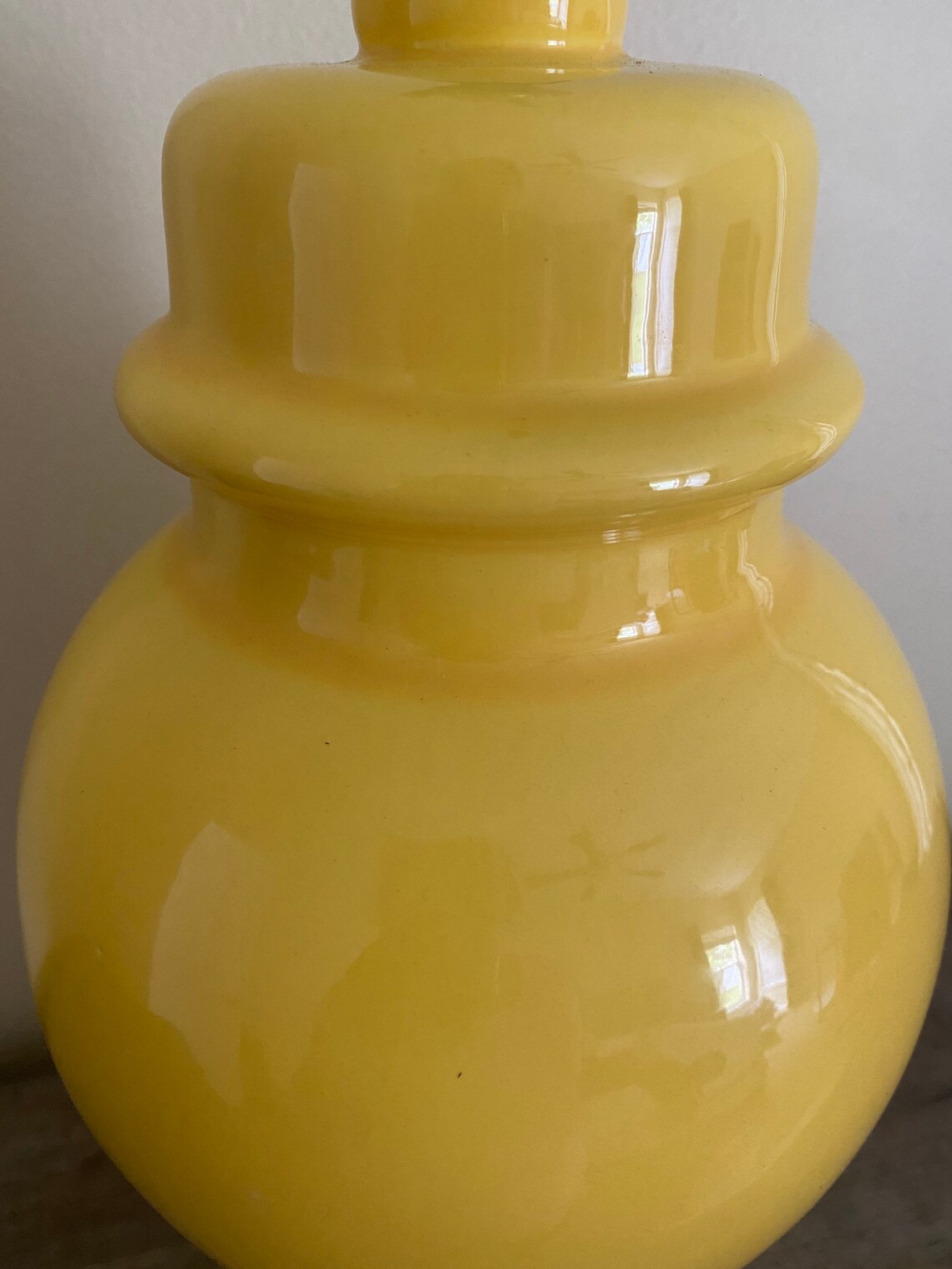 Vintage Yellow Chinese Ginger Jar Style Vase Table Lamp Etsy