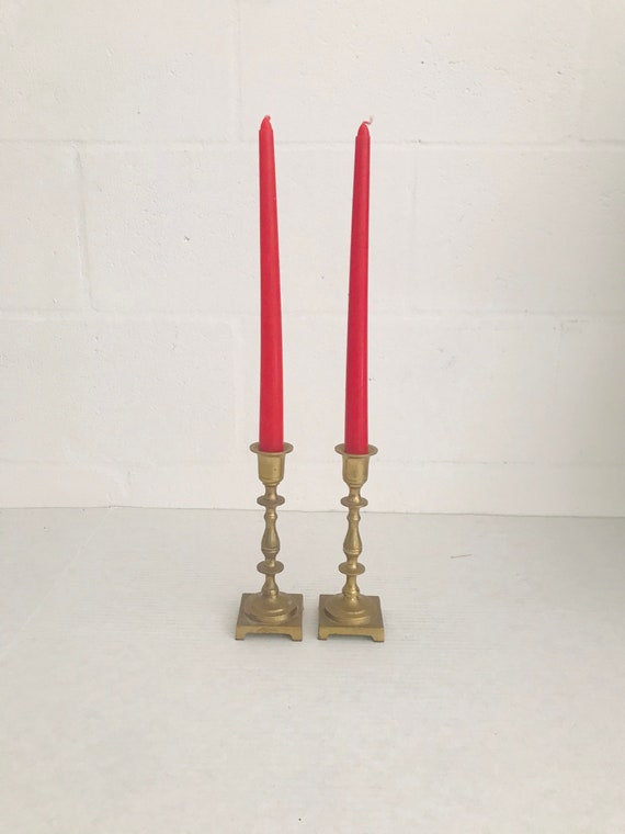 Vintage Solid Brass Candles Holder Made in India Etsy