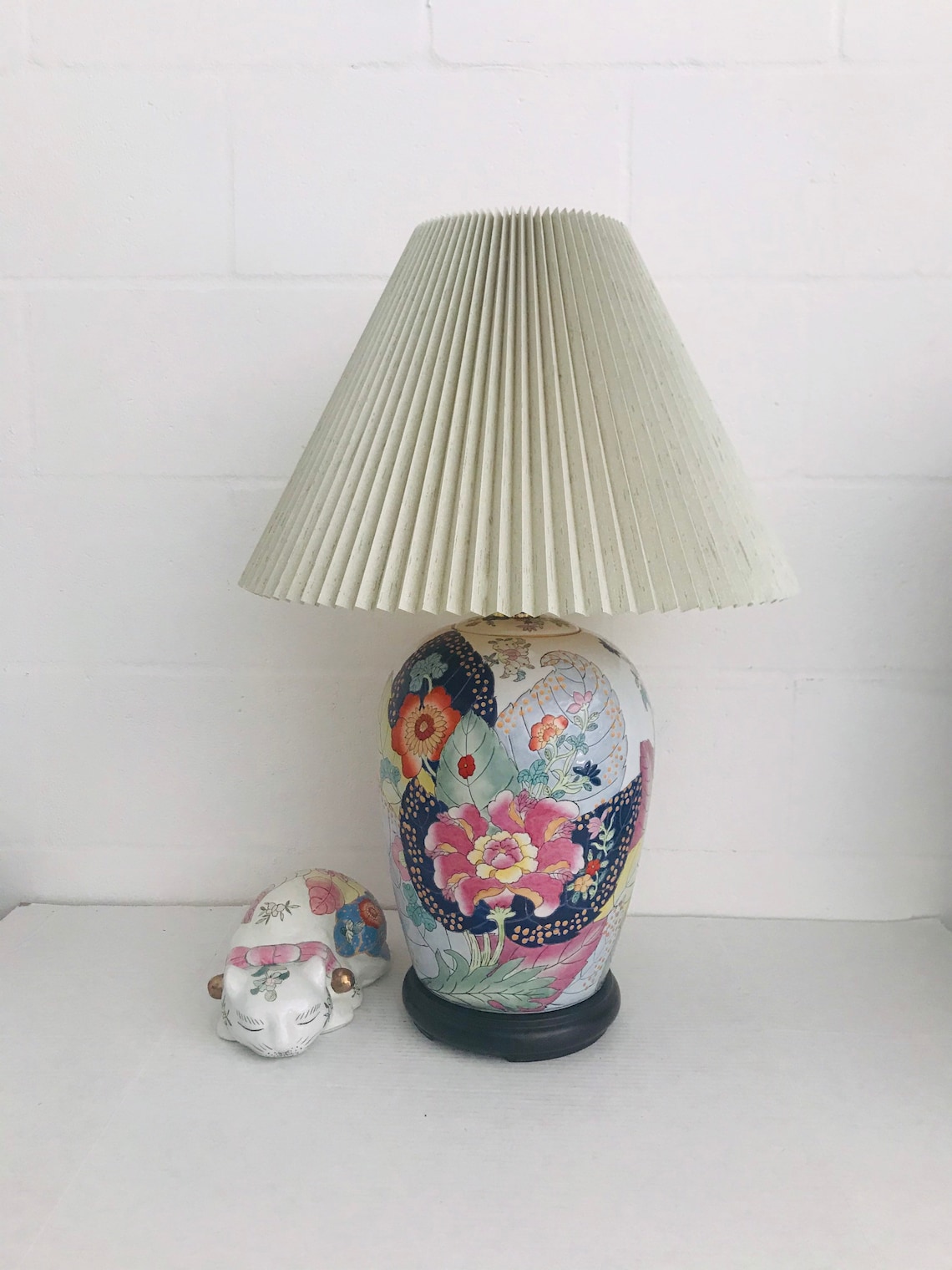 RARE..Vintage Lamp Ginger Jar Tobacco Leaf Etsy