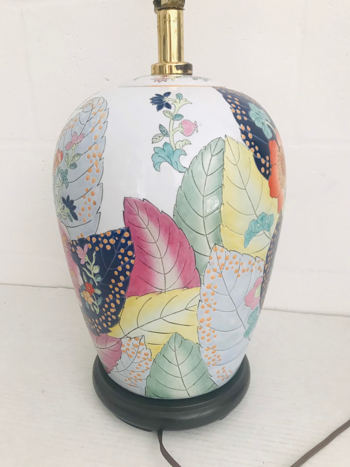 RARE..Vintage Lamp Ginger Jar Tobacco Leaf Etsy