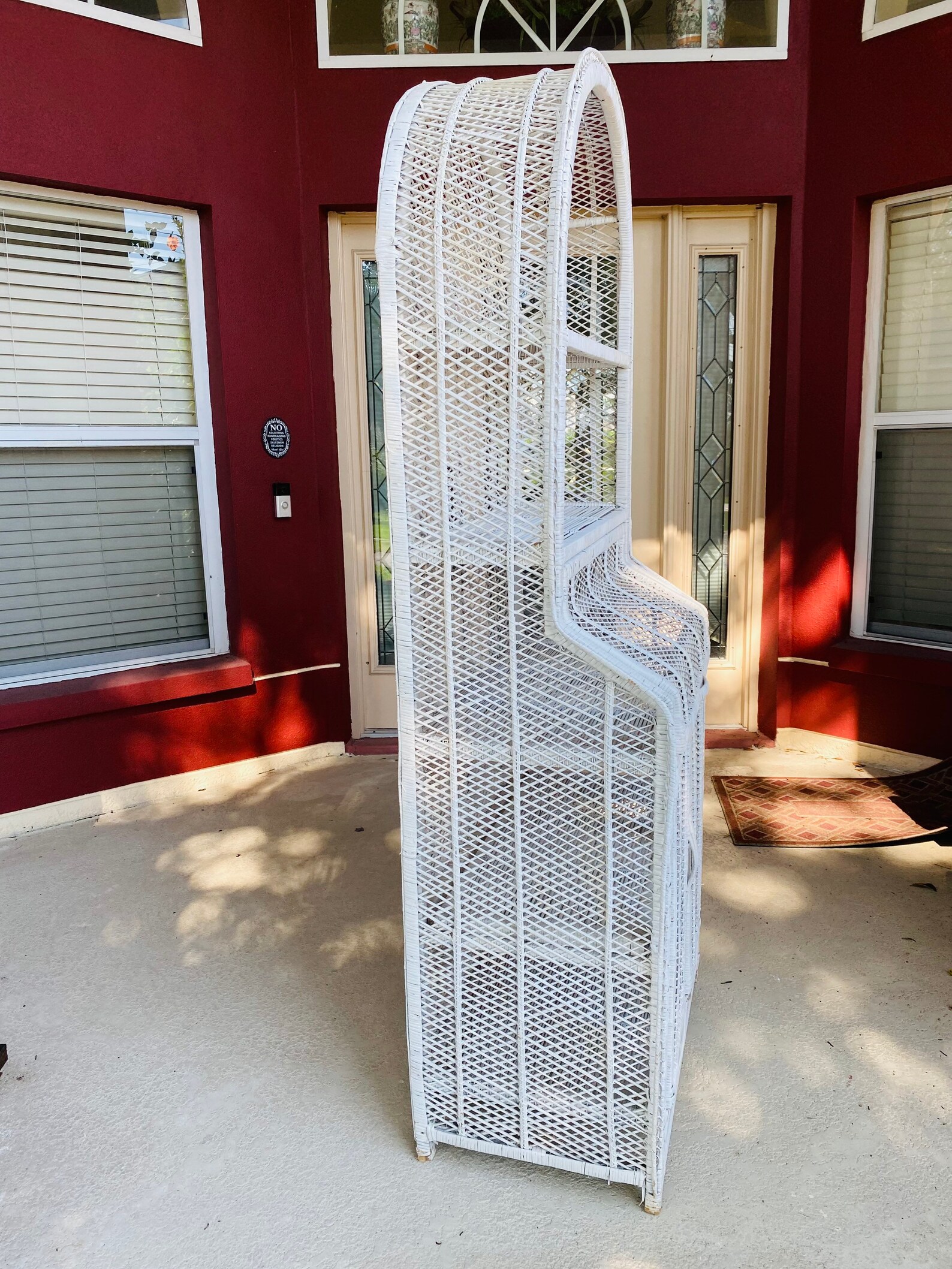 Vintage White Wicker Hutch//vintage Tall Rustic White Wicker Etsy