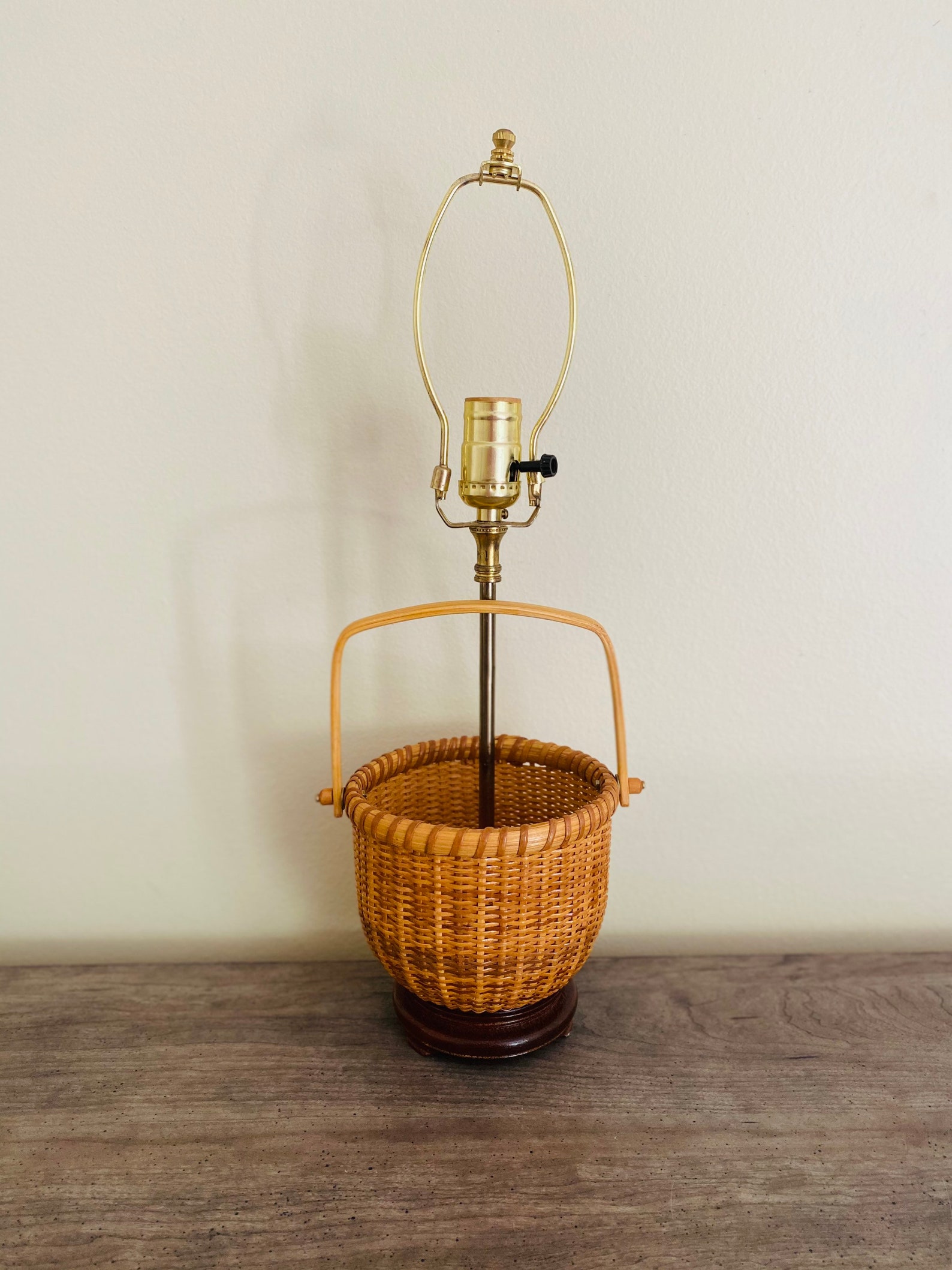 Vintage Wicker Basket Table Lamp Etsy UK