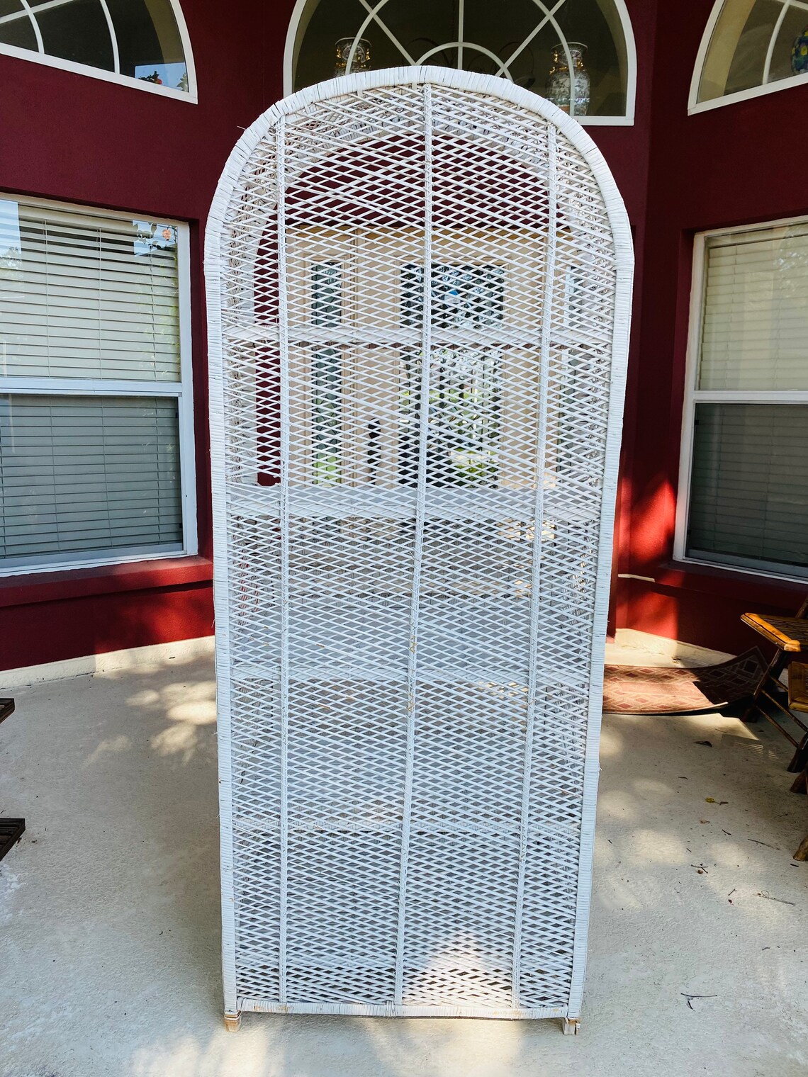 Vintage White Wicker Hutch//vintage Tall Rustic White Wicker Etsy