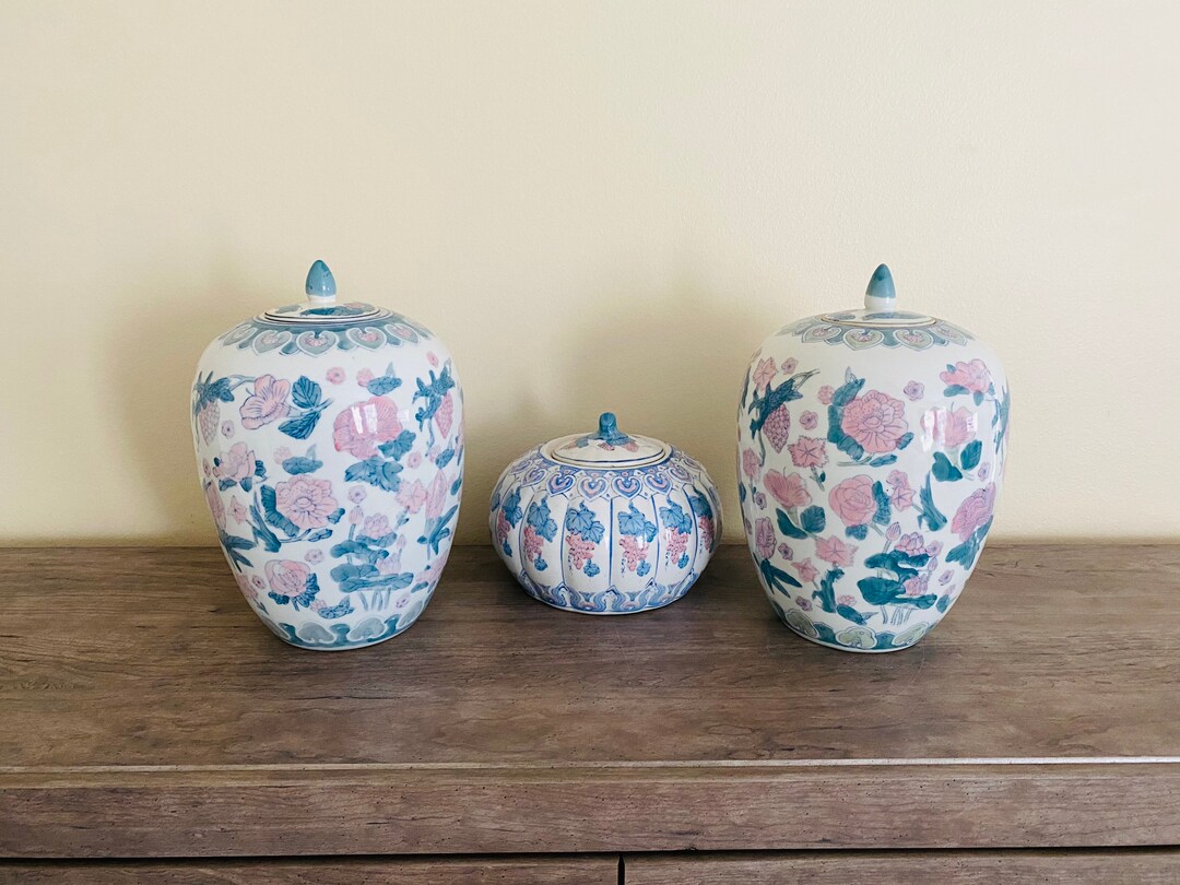 Vintage Blue and White Vase With Lid Chinese Ginger Jar Etsy