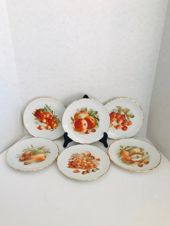 Set of 6 Vintage 1960s Dessert Plates with a Fruit design by | Etsy