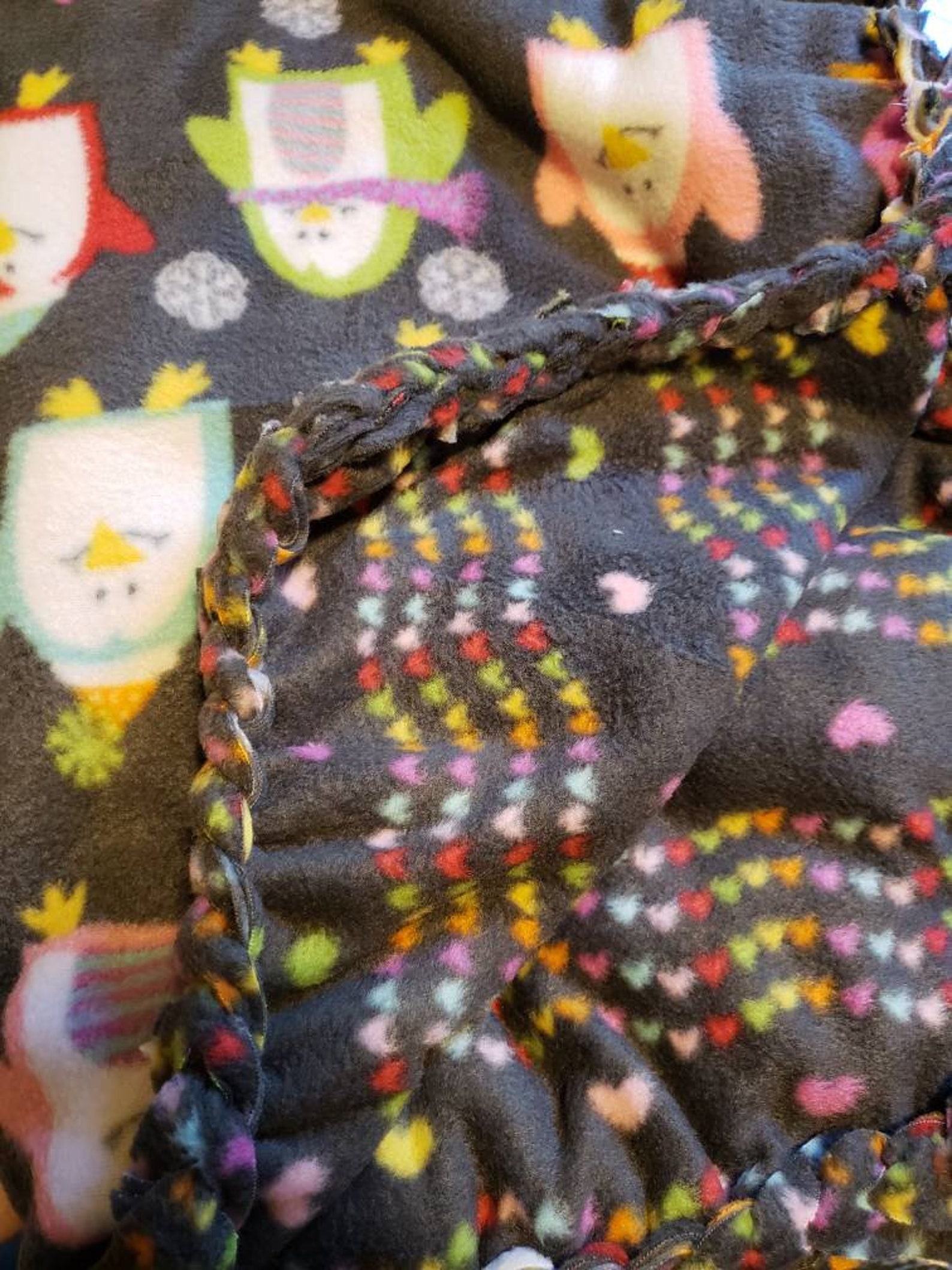 Fleece Tie Blanket With a Braided Edge Etsy