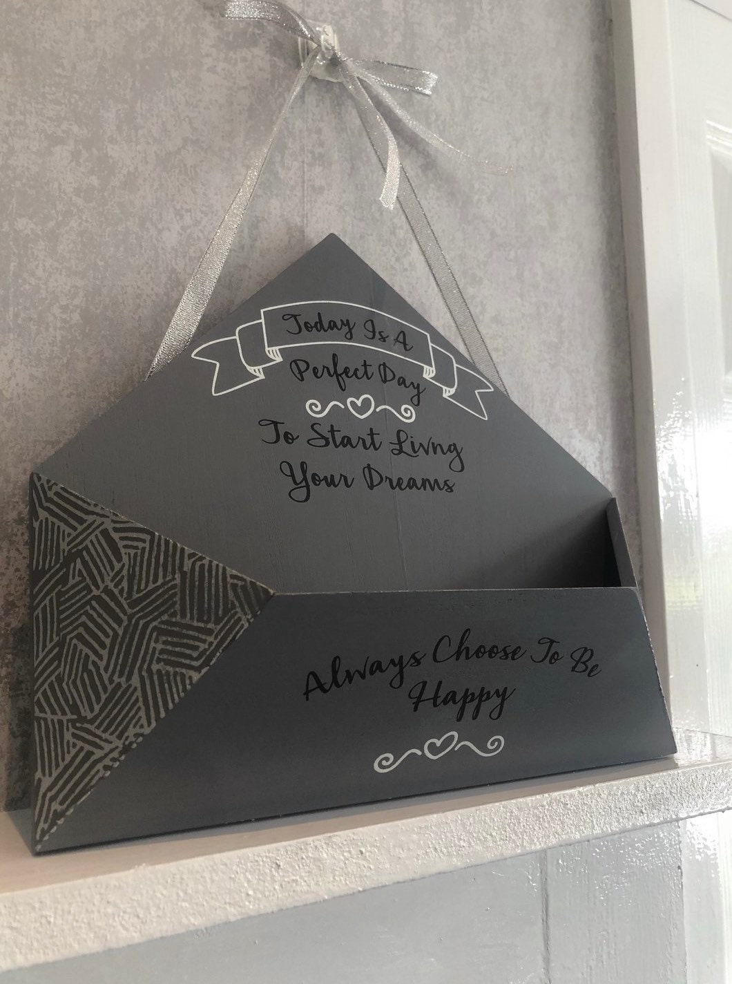 Grey Wooden Envelope / Letter Holder Etsy