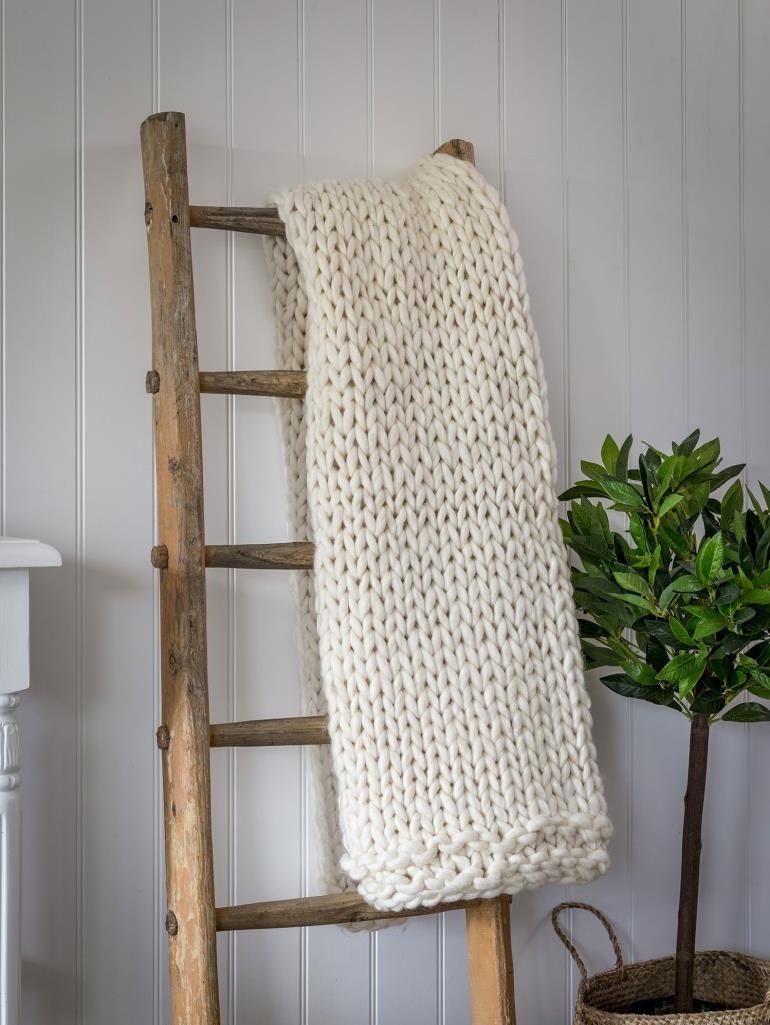 Cream Chunky Knit Throw 125cm x150cm Etsy
