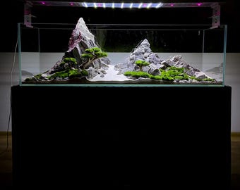 Unique Aquarium Decoration Made of Natural Stones – Handcrafted Mountain Designs for Freshwater Aquariums