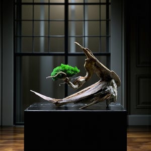 Handcrafted Bonsai &quot;Eternal&quot; – Unique Bonsai Tree Decor with Stabilized Moss, Natural Roots Rare Rocks for Home, Office & Luxury Interiors