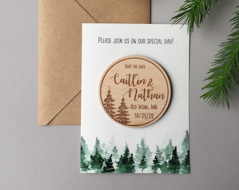 Personalized Forest Save The Date Magnet - Wedding Save The Date - Rustic Save The Date Magnets - Wood Wedding Magnet - Cheap Save The Date