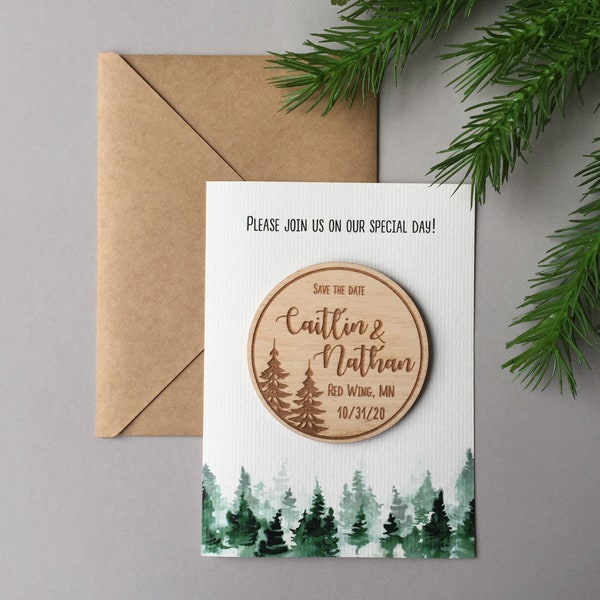 Personalized Forest Save The Date Magnet - Wedding Save The Date - Rustic Save The Date Magnets - Wood Wedding Magnet - Cheap Save The Date