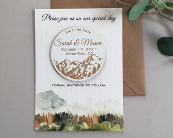 Mountain Modern Save The Date Magnet - White Adventure Magnets - White Save The Date - Modern Mountain Forest Wedding save our date