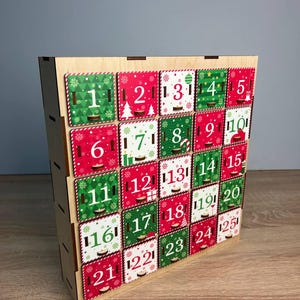 Colored Christmas Wooden Advent Calendar for Kids