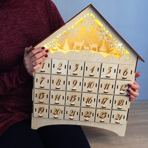 Personalized Christmas Wooden Advent Calendar for Kids