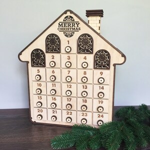 Personalized Christmas House Wooden Advent Calendar for Kids