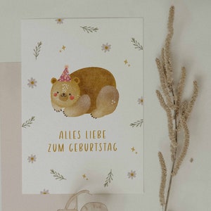 Postkarte Baby Kinder A6 Geburtstag Bärchen