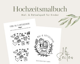 Malbuch für Kinder, Hochzeit, Aktivitätsbuch, Rätsel