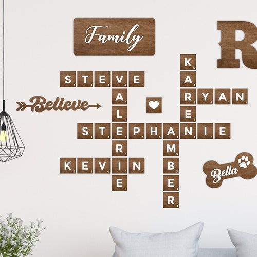 CARVED Scrabble Tiles Letters Decoration Wooden Custom Etsy