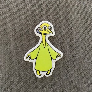 Tiny Mr. Burns Alien Vinyl Sticker 1.5 inches for laptops, flasks, cellphones