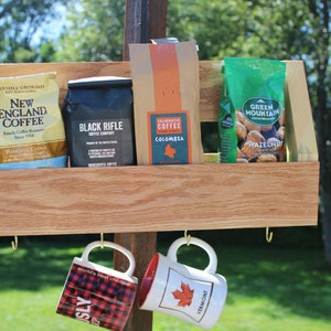 Wood shelf/ Coffee Rack and Mug Holder/ Wall Mounted