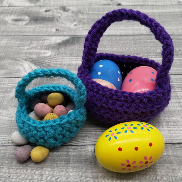 Small Crochet Baskets • Easter Basket • Easter Egg Hunt Basket • Flower Girl Basket • Wedding Favour • Party Favour • Colourful