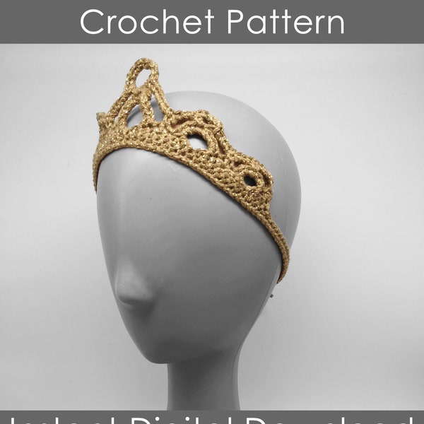 Tiara - Crochet Pattern • Queen or Princess Crown • One size fits all • UK Terms • US Terms • PDF Digital Download • Fancy dress • Dk Yarn