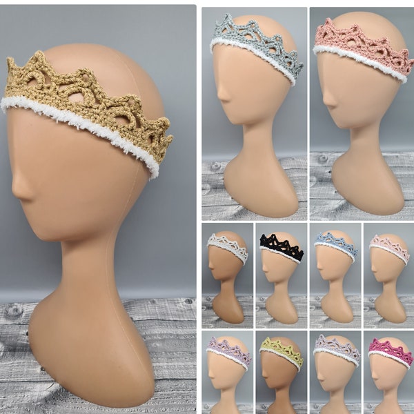 Sparkly Crochet Crown • Fluffy edge • Child/Adult Crown • Fancy dress • Dress up • Photography Prop • Gift for Her • Gift for Him • Birthday