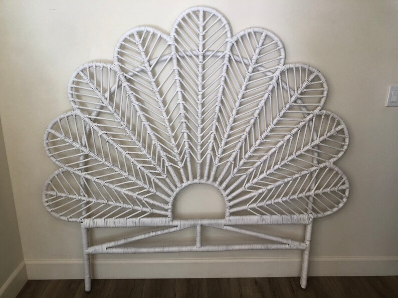 Petal Rattan Queen Headboard White Los Angeles Local Etsy