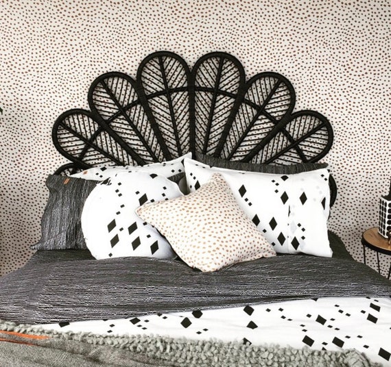 Blutenblatt Konigin Grosse Rattan Kopfteil Schwarz Los Etsy