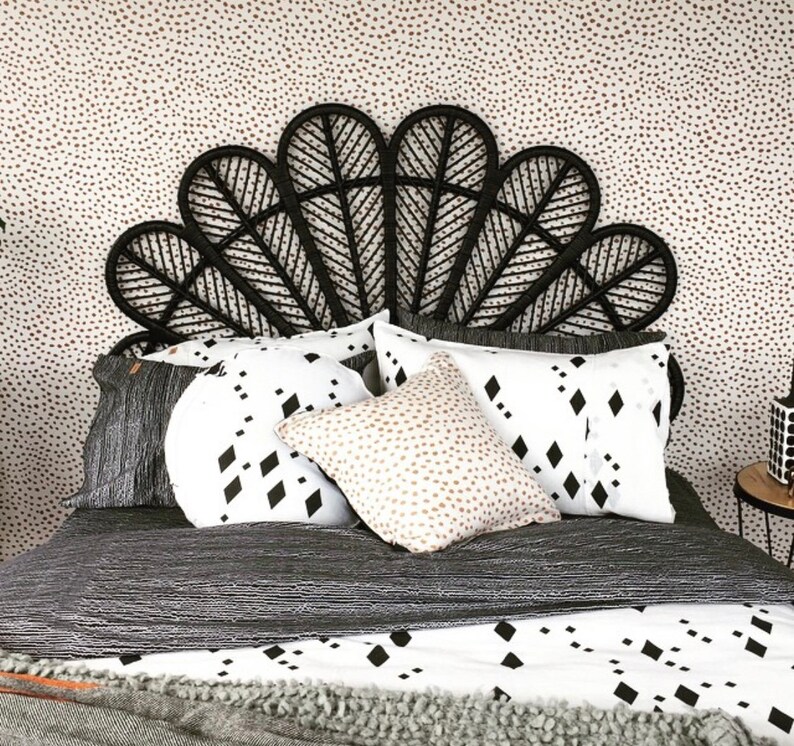 SOLD OUT Petal Queen Size Rattan Headboard Black Los Etsy