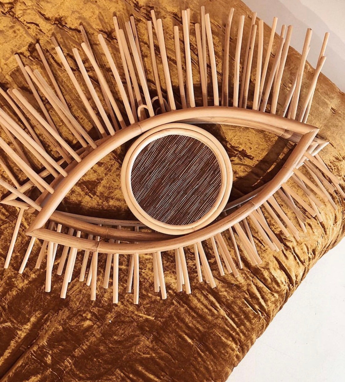 Handmade Rattan Eye Mirror Natural Etsy