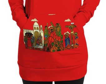 Hebrew Israelite Women's Womens Red Fashion Longline Hoodie