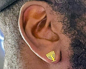 House of Joseph Co.'s stunning 7 Branch Menorah Stud Earrings Gifts For Him Gifts For Her Jewelry Same Day/Next Day Shipping