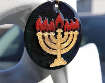 Hebrew Israelite Earrings: LIMITED Color-Shift Walnut Menorah Jewelry