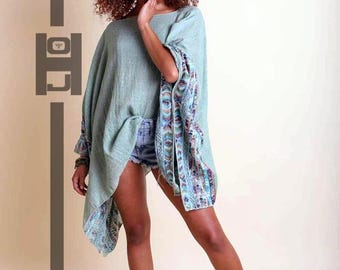 Hebrew Israelite Ahchwath Sister Women's Embroidered Native Kimono Sleeve Top Judaica apparel