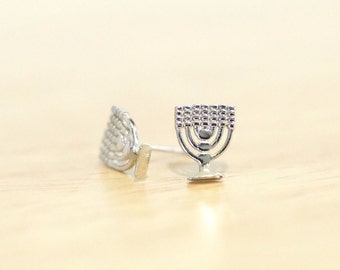 House of Joseph Co.'s stunning 7 Branch Menorah Stud Earrings Gifts For Him Gifts For Her Jewelry Same Day/Next Day Shipping