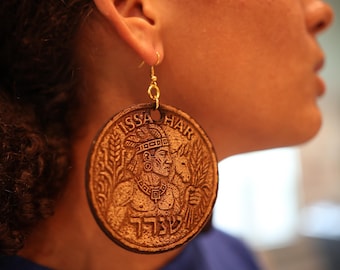 Hebrew Israelite Issachar 3D Engraved/Single Sided Israel Earrings Gift For Her Jewelry Judaica apparel