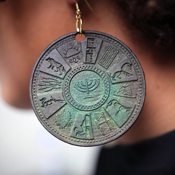 Hebrew Israelite 12 Tribes of YASHARAHLA/Premium SHIFT BLACK Israel Earrings Gift For Her Jewelry