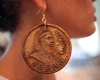 Hebrew Israelite Judah 3D Engraved/Single Sided Israel Earrings Gift For Her Jewelry