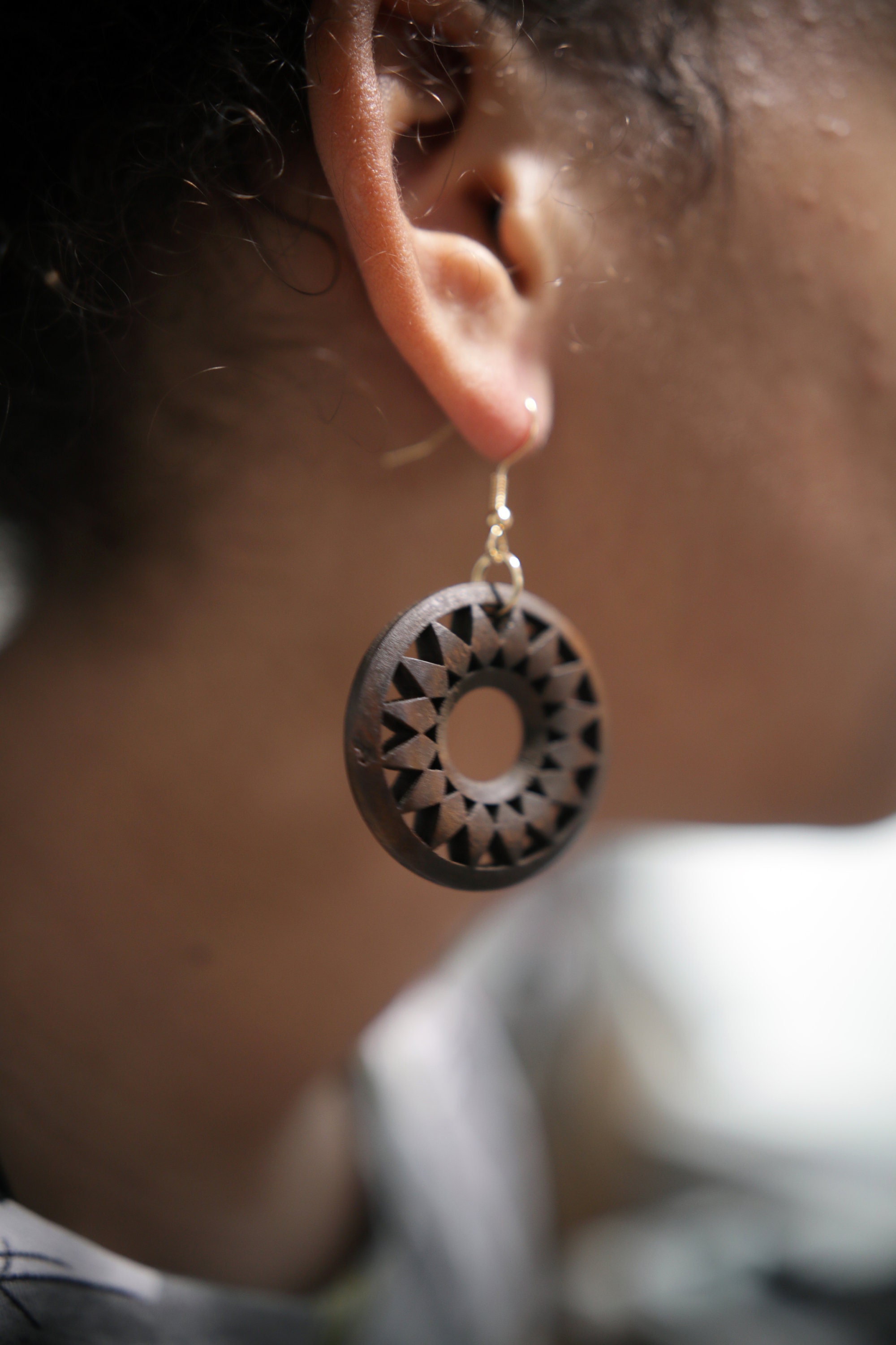 Hebrew Israelite Walnut Starburst Earrings Gift For Her Jewelry